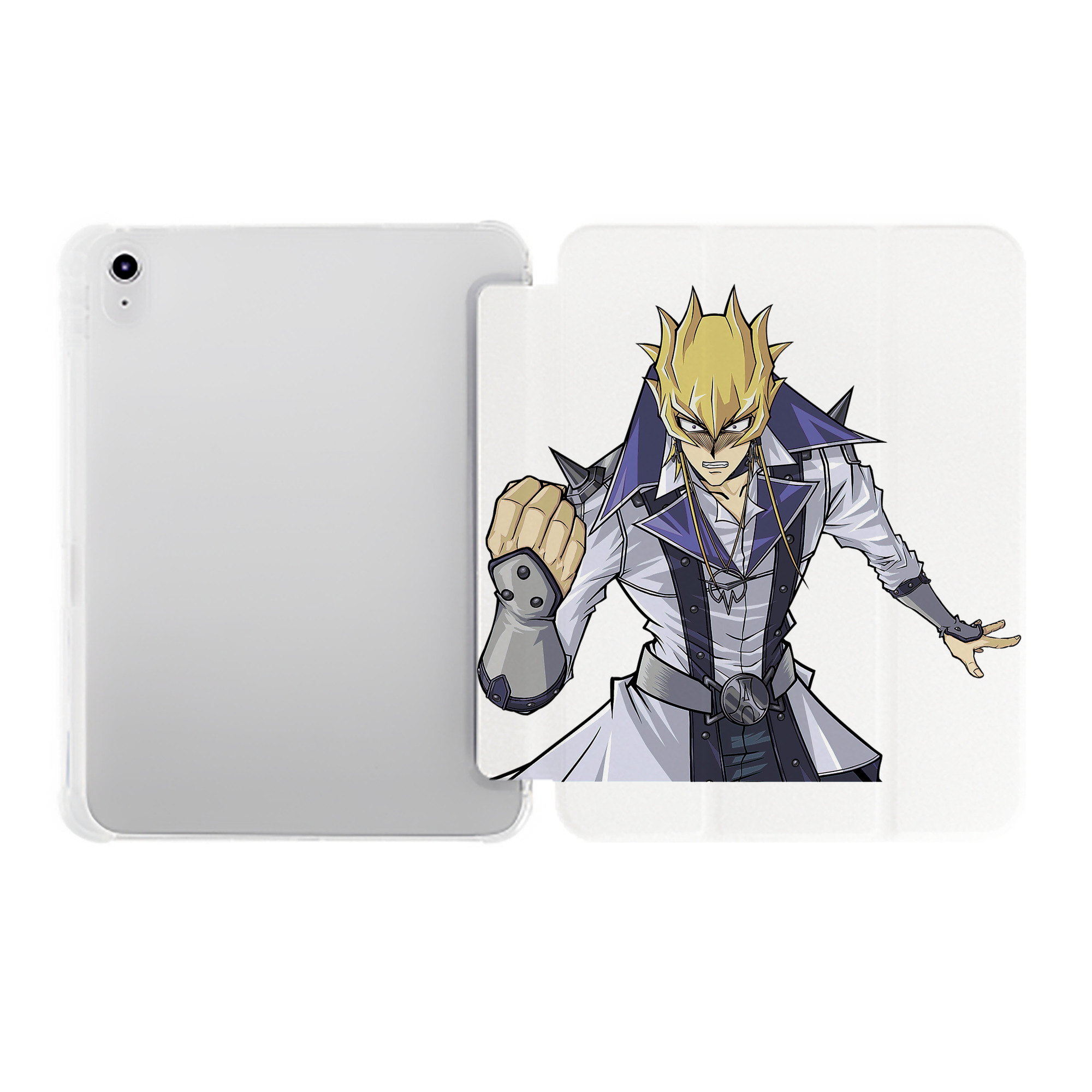 （画像用） 遊☆戯☆王 Yu-Gi-Oh! IPad ケース ペン収納付き 三つ折りスタンド PUレザー×シリコン 対応機種9.5/10.5/10.9インチ